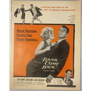 Rock Hudson & Doris Day "Lover Come Back" Print Ad Circa '61 Tony Randall